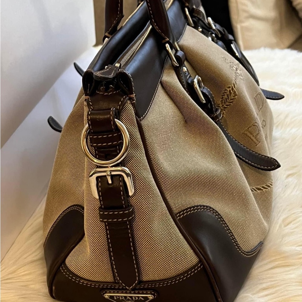 💰SOLD - Prada Logo Satchel in Jacquard Canvas - Picture 2 of 14